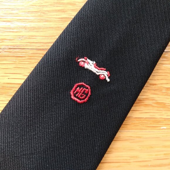 Vintage MG Roadster Cars Skinny Tie by Frame 2.5" Wide Black Embroidered Morris - Picture 11 of 16